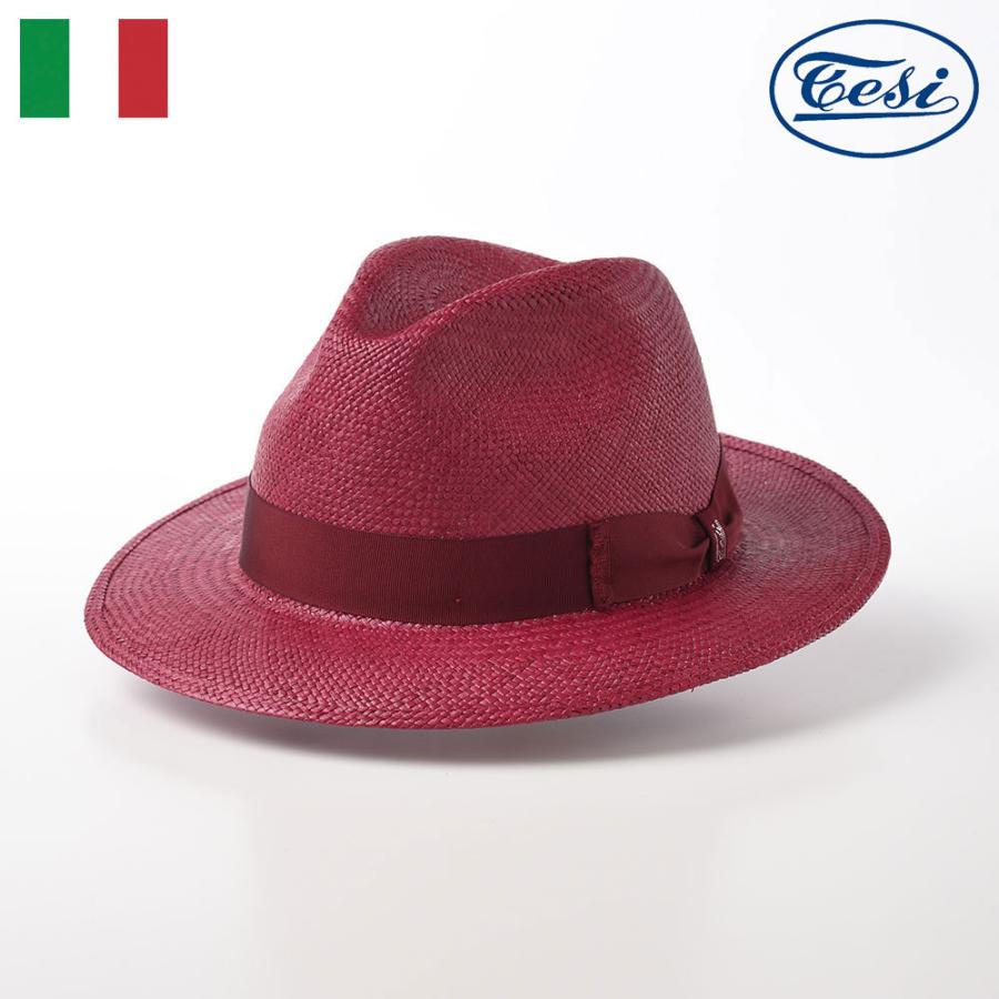 TESI パナマ帽 パナマハット メンズ レディース 紳士帽 中折れ帽 フェドラ Panama Hat（パナマハット） T1614 ワイン｜homeroortega
