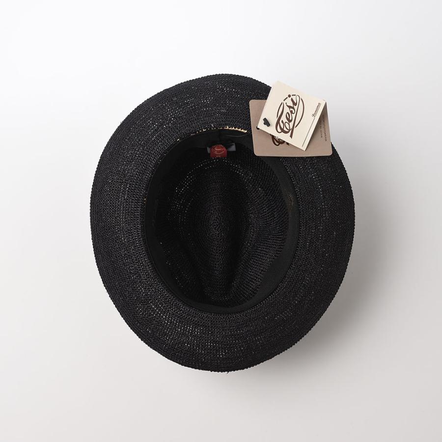 TESI パナマ帽 パナマハット かぎ針編み メンズ レディース 父の日 紳士帽 中折れ帽 涼しげ Panama Hat Croche(パナマハット クロッシェ) T1904 ブラック｜homeroortega｜06