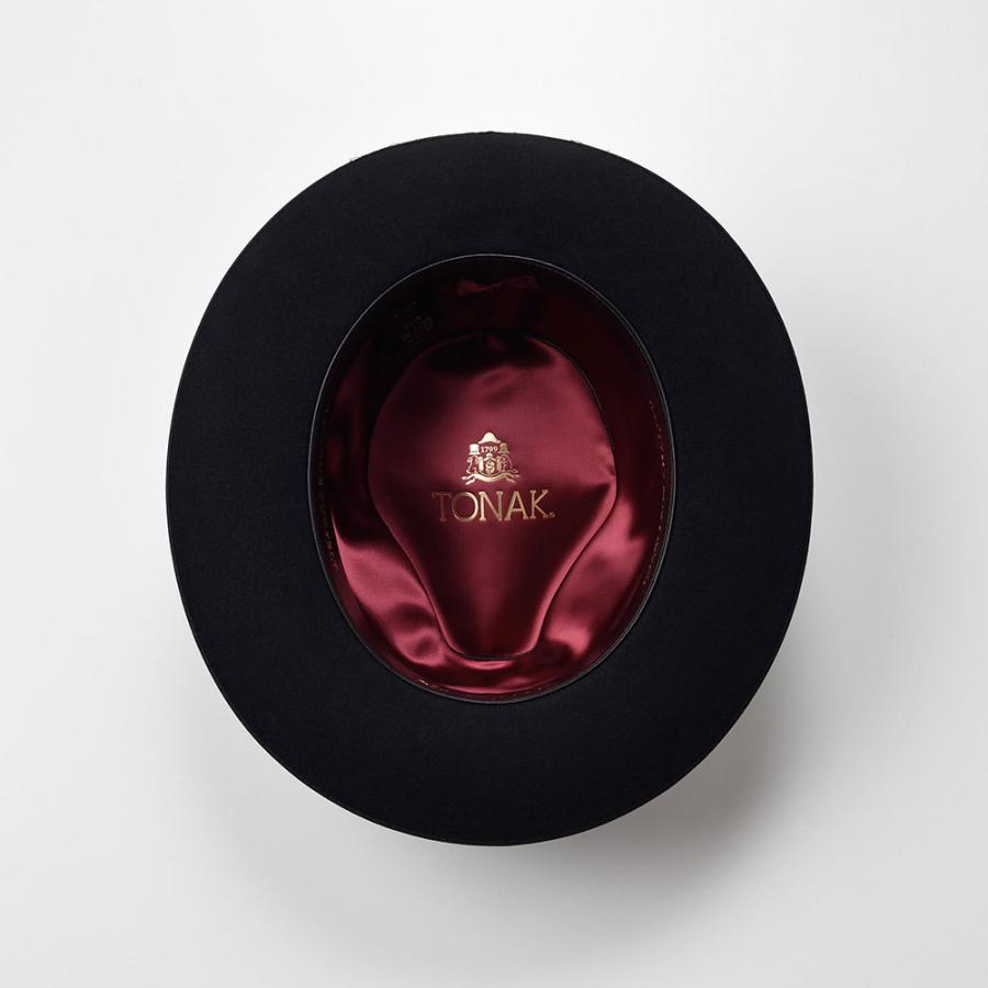 TONAK ラビットファーフェルトハット 中折れハット メンズ 帽子 秋 冬 革スベリ 大きいサイズ 黒 NOBLE（ノーブル）Black