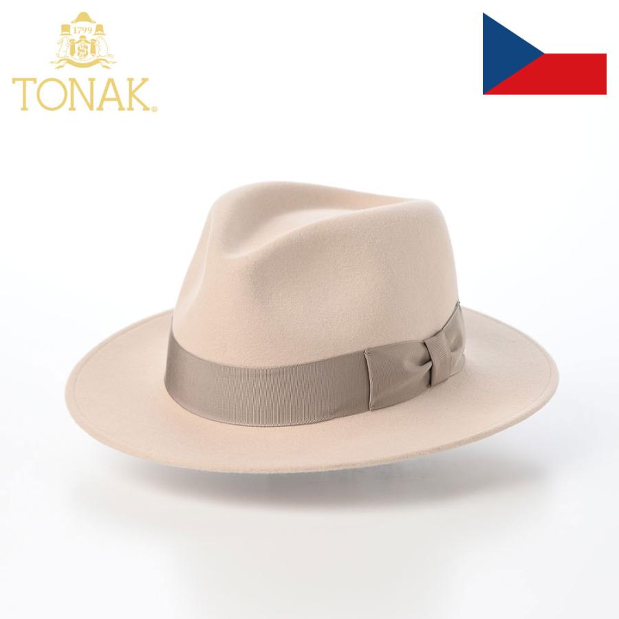 TONAK（トナック） ラビットファーフェルト 中折れハット メンズ 帽子 大きいサイズ 秋 冬 FEDORA CHANTILLY クリーム ...