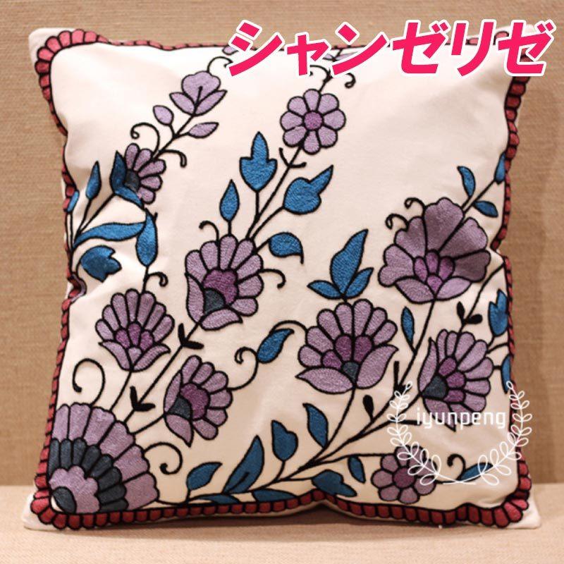 クッションカバー 45×45 高級感 刺繍 北欧 冬 夏 正方形 綿 100％ 花 花柄 カントリー風 高品質 おしゃれ ソファ リビング デザイン ベルベット | ブランド登録なし | 13