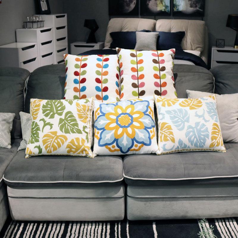 クッションカバー 45×45 高級感 刺繍 北欧 冬 夏 正方形 綿 100％ 花 花柄 カントリー風 高品質 おしゃれ ソファ リビング デザイン ベルベット | ブランド登録なし | 17