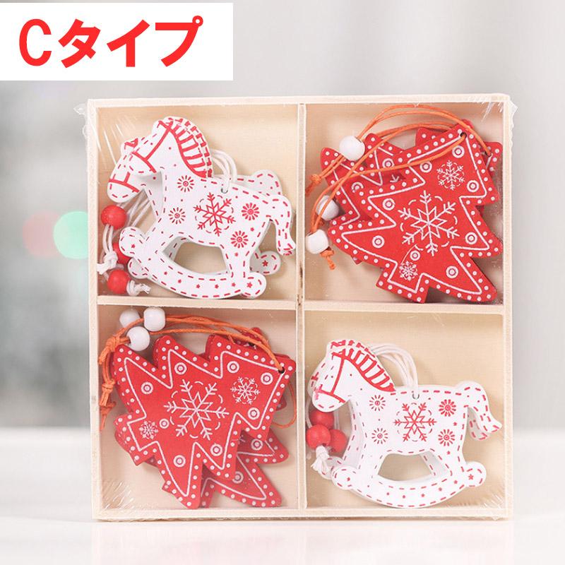 オーナメント クリスマスツリー用 木製 飾り 12枚セット サンタ 雪の結晶  ツリー トナカイ 雪だるま 掛ける 家庭 店舗 装飾 イブ こども 4タイプ | ブランド登録なし | 03