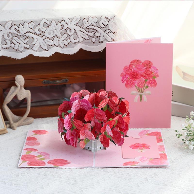 母の日 メッセージカード グリーティングカード カーネーション バースデーカード 感謝 おしゃれ 立体 花束 3D 手作り かわいい お祝い 封筒付き | ブランド登録なし | 14