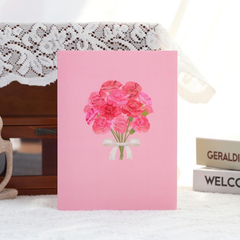 母の日 メッセージカード グリーティングカード カーネーション バースデーカード 感謝 おしゃれ 立体 花束 3D 手作り かわいい お祝い 封筒付き | ブランド登録なし | 15