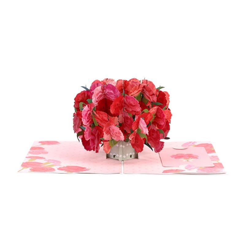 母の日 メッセージカード グリーティングカード カーネーション バースデーカード 感謝 おしゃれ 立体 花束 3D 手作り かわいい お祝い 封筒付き | ブランド登録なし | 16