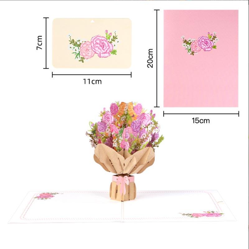 母の日 メッセージカード グリーティングカード カーネーション バースデーカード 感謝 おしゃれ 立体 花束 3D 手作り かわいい お祝い 封筒付き | ブランド登録なし | 07