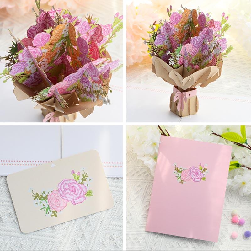 母の日 メッセージカード グリーティングカード カーネーション バースデーカード 感謝 おしゃれ 立体 花束 3D 手作り かわいい お祝い 封筒付き | ブランド登録なし | 08