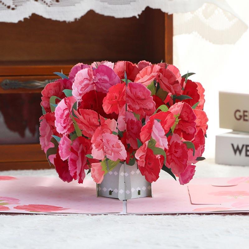 母の日 メッセージカード グリーティングカード カーネーション バースデーカード 感謝 おしゃれ 立体 花束 3D 手作り かわいい お祝い 封筒付き | ブランド登録なし | 13