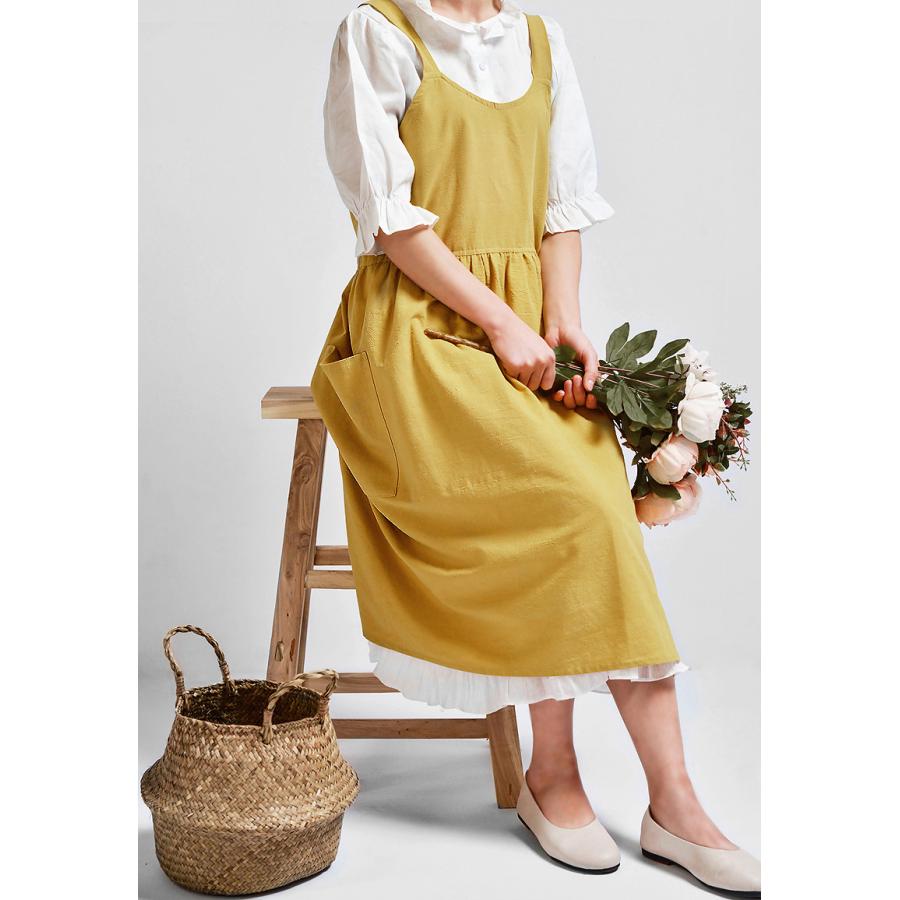 エプロン シンプル 綿100% 保育士 おしゃれ 女性 撥水加工 カフェ キッチン用品 幼稚園 教諭 かわいい カフェ 花屋さん リネン かぶり ブランド 50代 メンズ | ブランド登録なし | 04