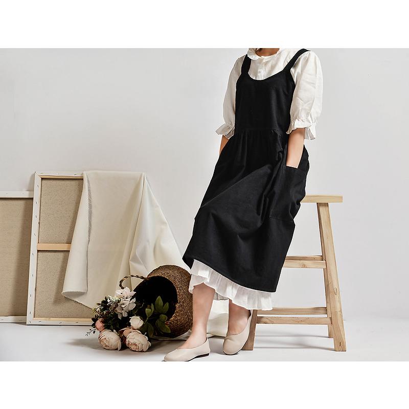 エプロン シンプル 綿100% 保育士 おしゃれ 女性 撥水加工 カフェ キッチン用品 幼稚園 教諭 かわいい カフェ 花屋さん リネン かぶり ブランド 50代 メンズ | ブランド登録なし | 09