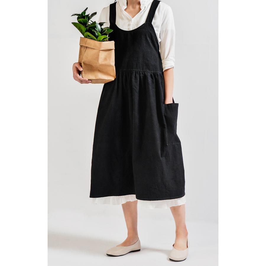 エプロン シンプル 綿100% 保育士 おしゃれ 女性 撥水加工 カフェ キッチン用品 幼稚園 教諭 かわいい カフェ 花屋さん リネン かぶり ブランド 50代 メンズ | ブランド登録なし | 10