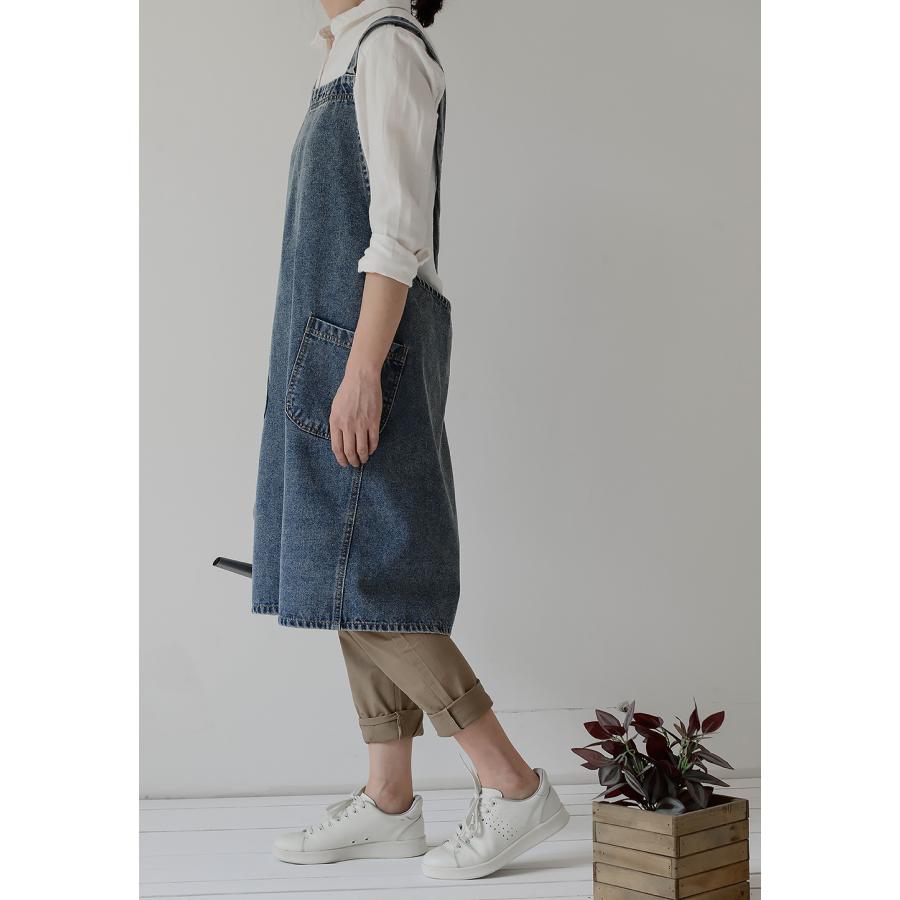 デニム エプロン おしゃれ 北欧 保育士 シンプル カフェ 無地 リネンコットンエプロン 花屋 レディース メンズ　かぶり 安い ブランド 50代 | ブランド登録なし | 10