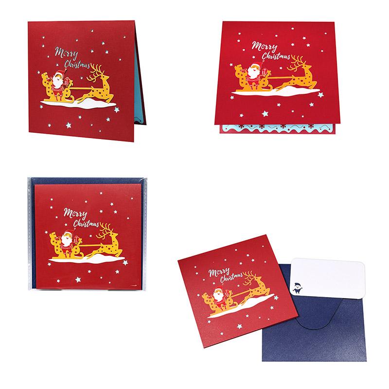 クリスマスカード 3D 立体 メッセージカード クリスマス ツリー サンタトナカイ かわいい 封筒付き グリーティングカード レター カード | ブランド登録なし | 06