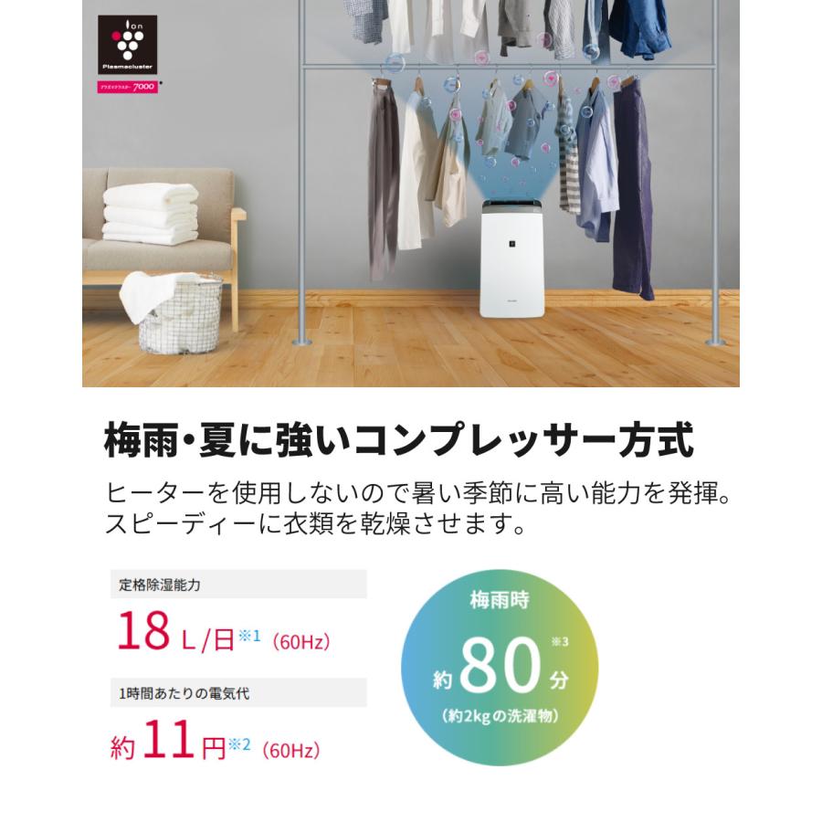 SHARP（シャープ） 除湿機 衣類乾燥 CV-S180-W ホワイト 乾燥容量約4人