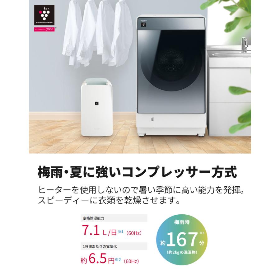 SHARP（シャープ） 除湿機 衣類乾燥 CV-S71-W ホワイト 乾燥容量約2人