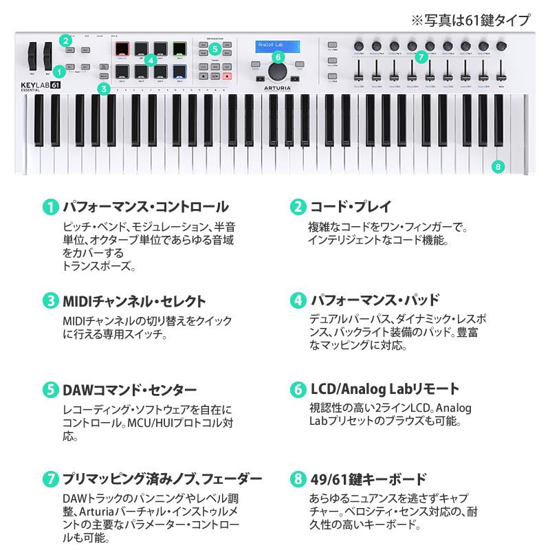 キーボード Korg Arturia Keylab 49 Essential キーボードコントローラー コルグ 49鍵 Midiキーボード ラッピング不可 ホームショッピング 通販 Paypayモール