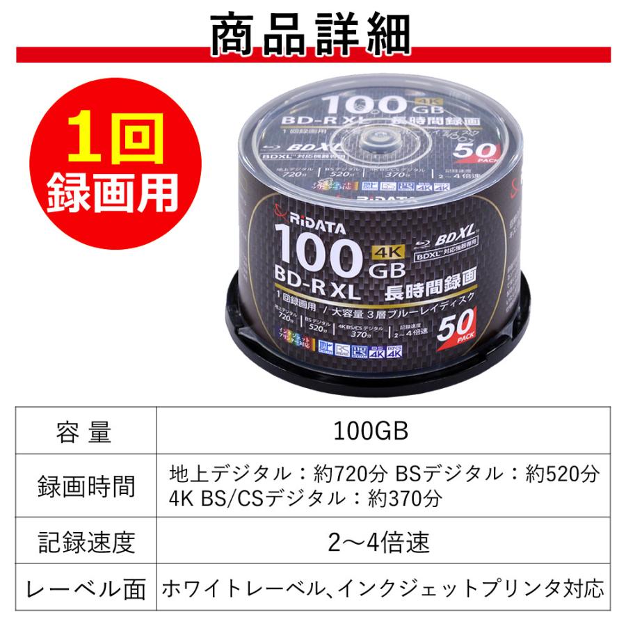RiDATA BDXL対応機器専用 録画用ブルーレイディスク 録画用BD-R XL 1回
