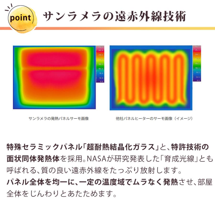 サンラメラ 遠赤外線パネルヒーター 1200W 6〜14畳用 日本製 オフ