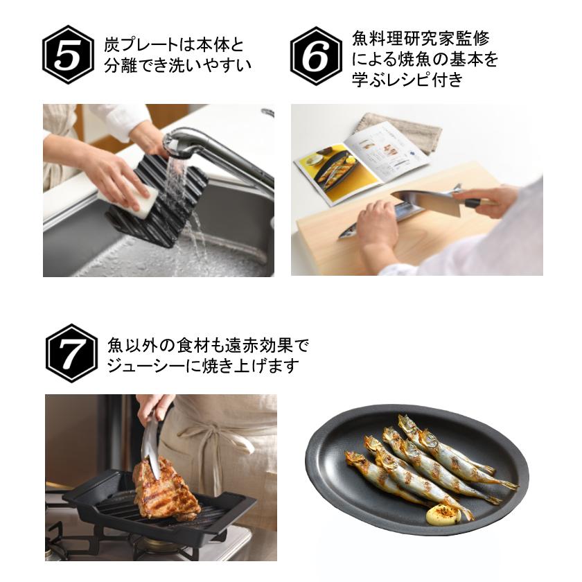 オークス（AUX） 大人の焼魚 炭グリル OTS8010 蓋付き 炭プレート 遠赤