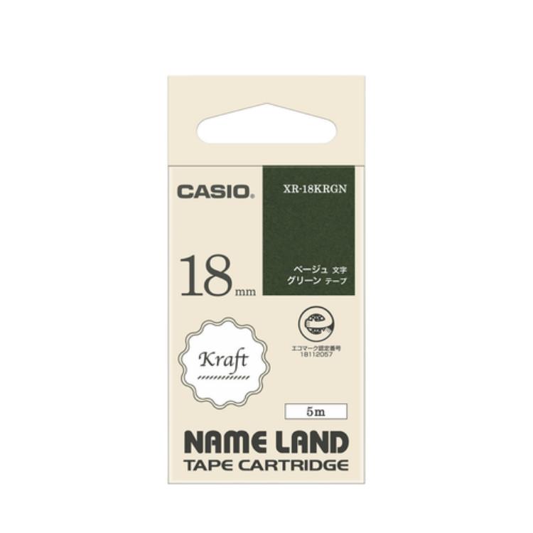 CASIO（カシオ） ネームランド クラフトテープ 18mm XR-18KRGN