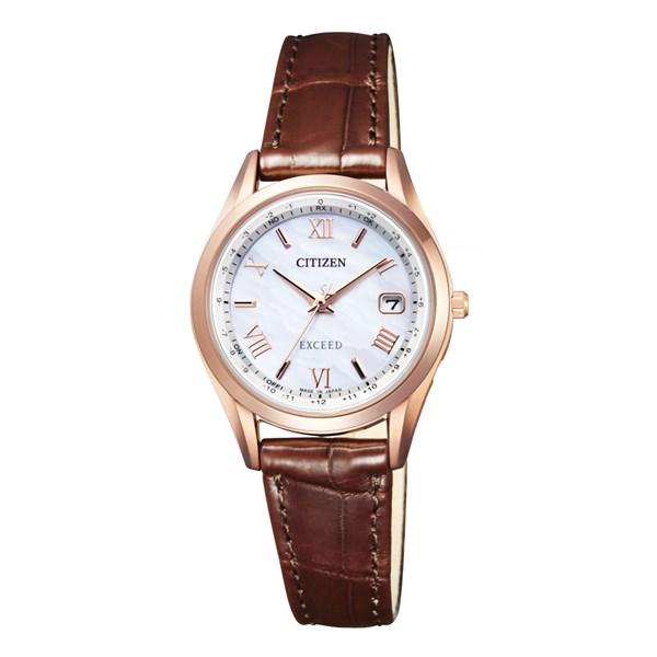 （ペア箱入り・クロス2枚付）シチズン CITIZEN 腕時計 CB1112-07W・ES9372-08W エクシード EXCEED ペアモデル ワニ革 ソーラー電波 ペアウォッチ（国内正規品）の画像