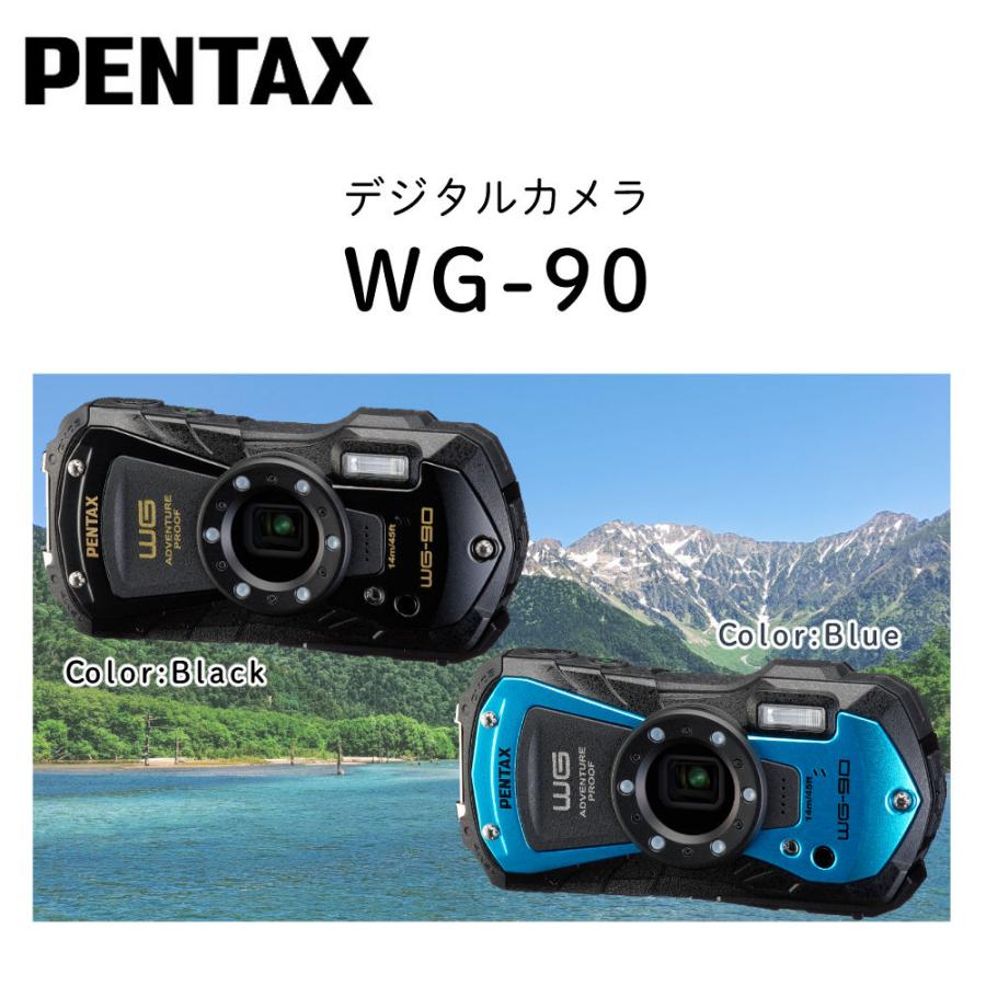 ペンタックス デジタルカメラ WG-90 ブルー プロテクター＆SDカード