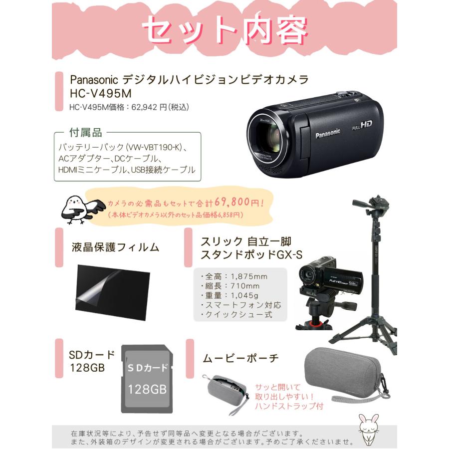 Panasonic パナソニック デジタルハイビジョンビデオカメラ HC-V495M(一脚・ポーチ等5点セット)（ラッピング不可）｜homeshop｜03