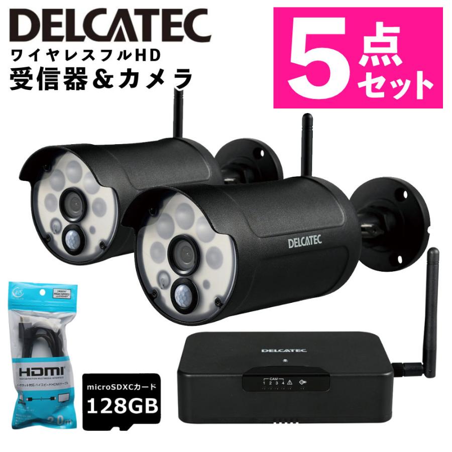 デルカテック ワイヤレスフルHDカメラ対応スマート受信BOX WSSNM 増設カメラ WSS1C 2台付き セット  （ラッピング不可）
