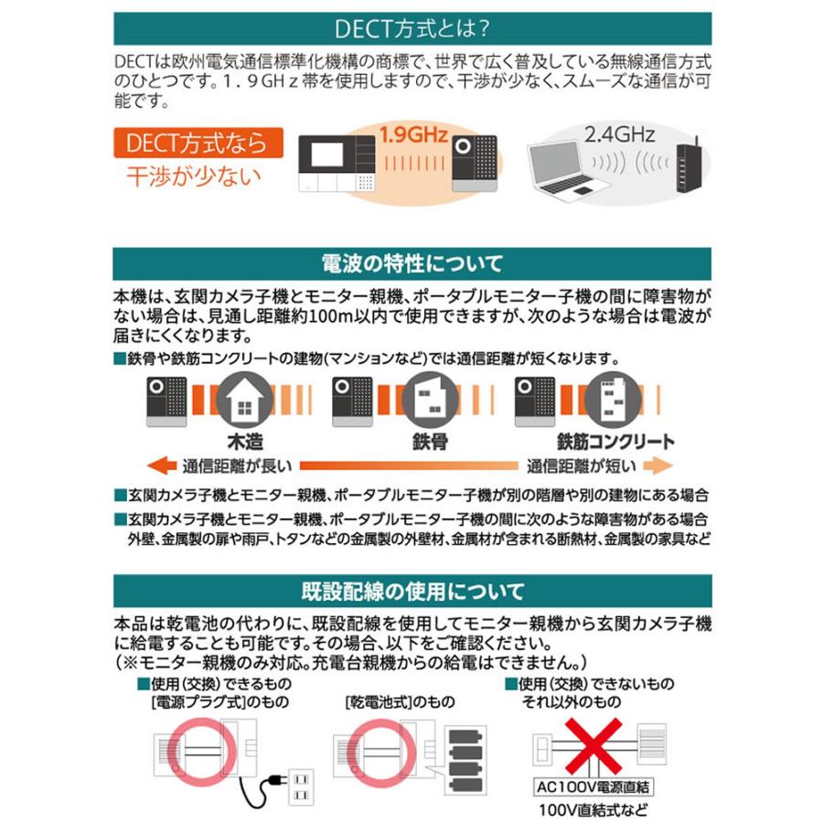 (配線工事不要:子機1台追加セット) ワイヤレステレビドアホン ELPA DHS-SP2020 セキュリティ 低干渉 DECT方式 防犯 インターホン ドアホン エルパ 朝日電器|homeshop|05