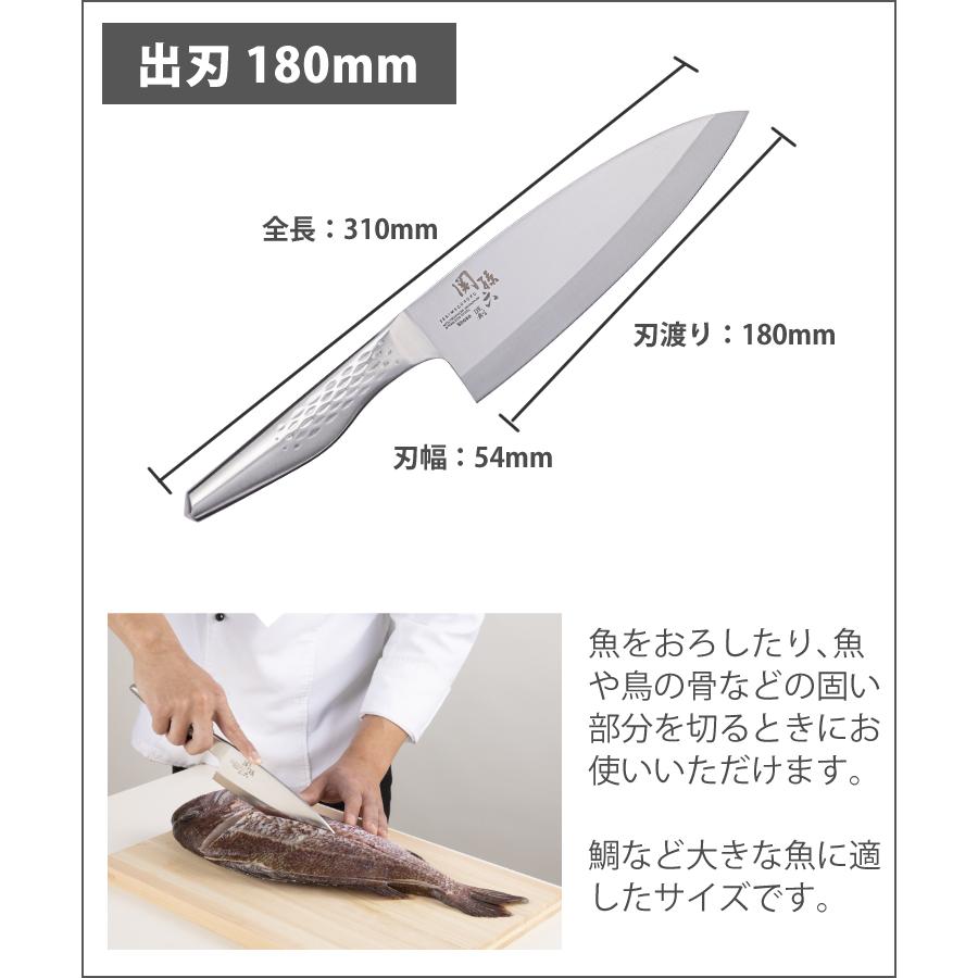 貝印 関孫六 日本製 和包丁 スタンダードセット 出刃180mm＆刺身180mm シャープナー付き 匠創 オールステンレス 柳刃 (中〜大き目の魚)｜homeshop｜10