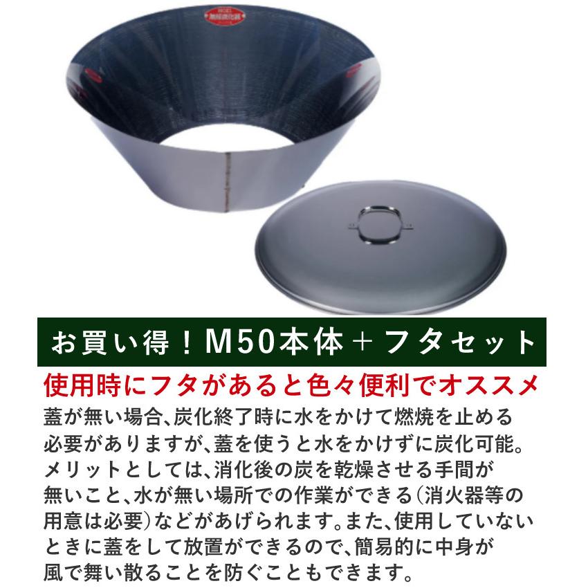 モキ製作所 無煙炭化器 M50＋M50蓋 本体＋蓋セット（ラッピング不可