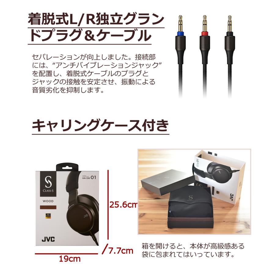 ハイレゾヘッドホン (ヘッドフォン) JVC WOOD01 HA-SW01 ブラック 黒 ハイレゾ対応ヘッドホン 密閉型 オーバーヘッド型 折り畳み式 ハイレゾ｜homeshop｜07