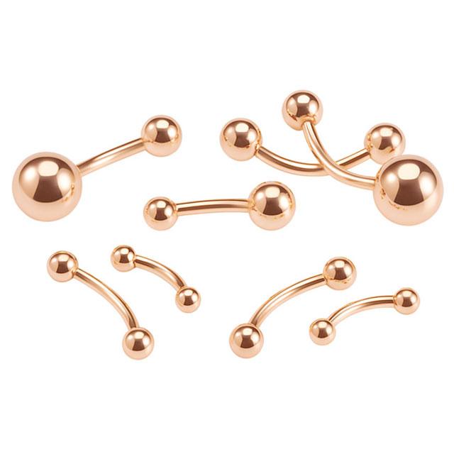 へそピアス ボディピアス 14g バナナバーベル ピンクゴールド Tibnp 超格安価格