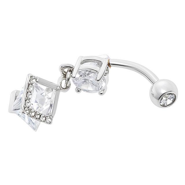 へそピアス ボディピアス 14G ダイヤジュエルサンド バナナバーベル