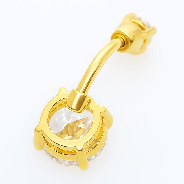 へそピアス 14G 4爪 ダブル CZ バナナバーベル ボディピアス : ボディ