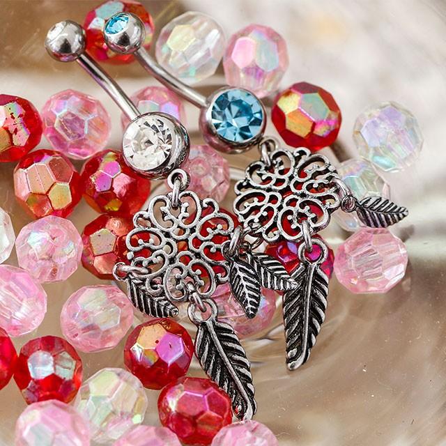 へそピアス 14G ハートフィリグリー ドリームキャッチャー バナナ