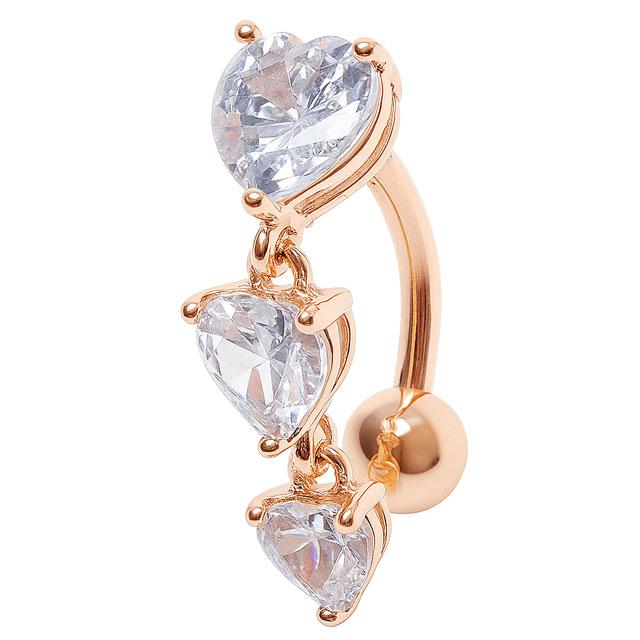 へそピアス 14G トップダウン バラエティジュエルCZ バナナバーベル