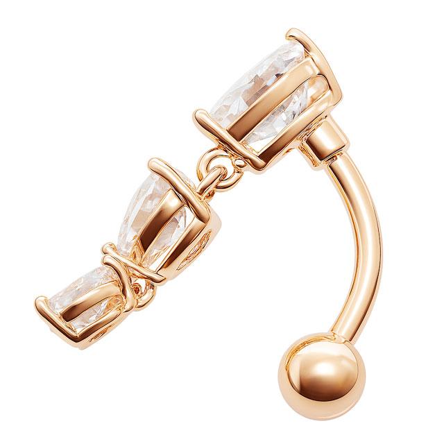 へそピアス 14G トップダウン バラエティジュエルCZ バナナバーベル