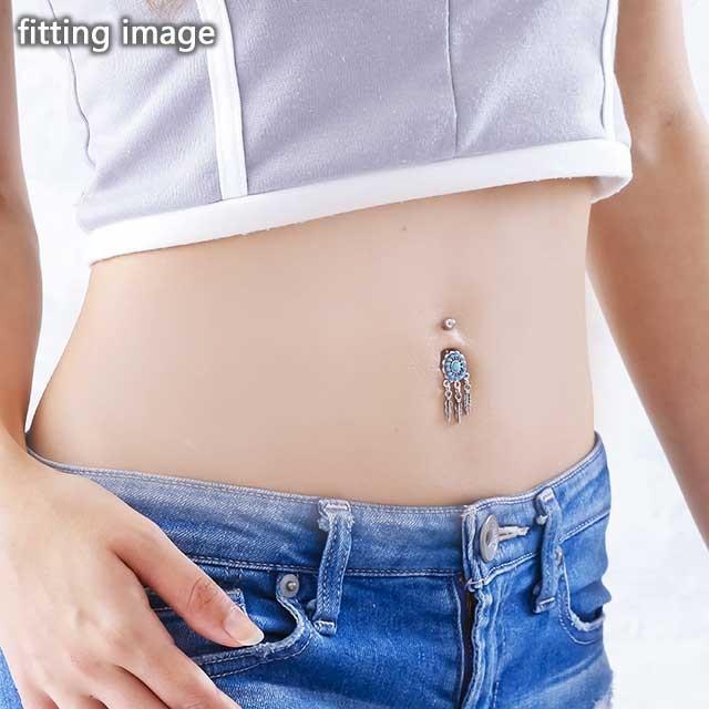 へそピアス 14G パヴェ ドリームキャッチャー バナナバーベル ボディ