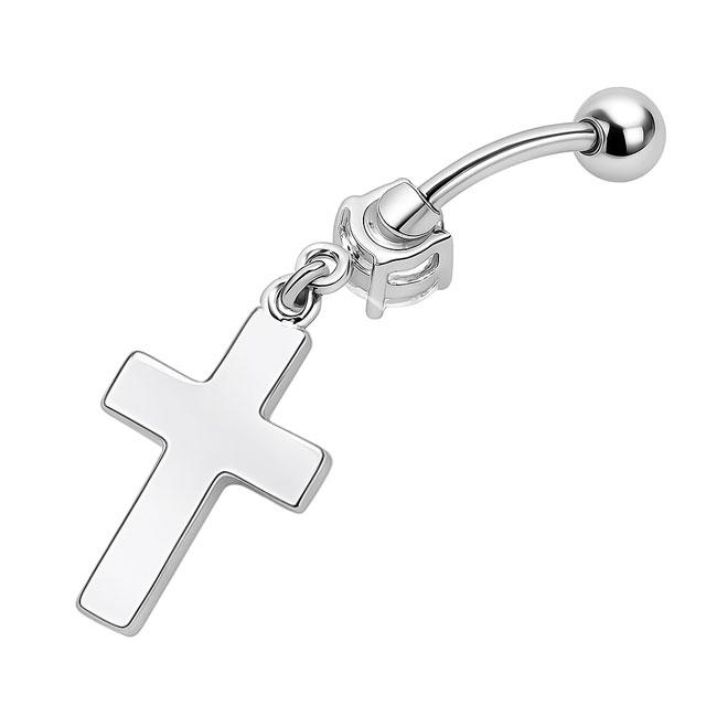 へそピアス ボディピアス 14G ジュエルクロス バナナバーベル : ボディ