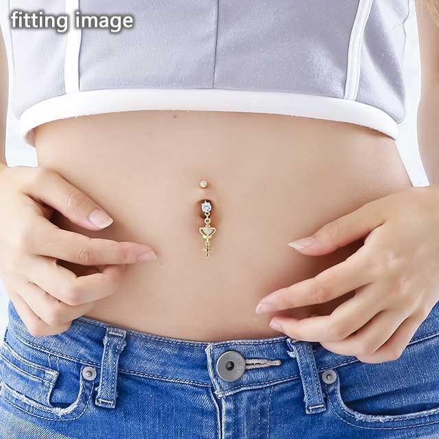 へそピアス ボディピアス 14G ハートクラウン & クロス : ボディピアス