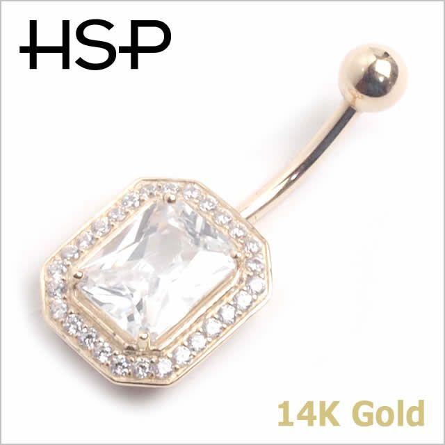 へそピアス 14G 5mmラウンドジュエル ダブルCZ バナナバーベル ボディピアス へそピ ボディピ [HSP] ヘソピアス 14K ダイヤモンドカット ラウンドCZ バナナバーベル ボディピアス 耳ピアス 14金