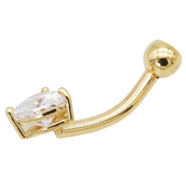 へそピアス 14K 14金 14G ハートジュエル バナナバーベル ボディーピアスの画像