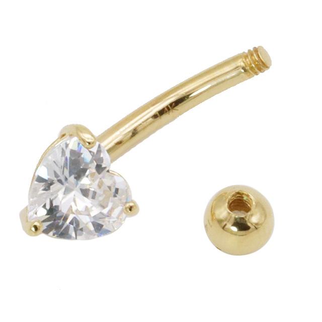 へそピアス 14K 14金 14G ハートジュエル バナナバーベル ボディーピアスの画像