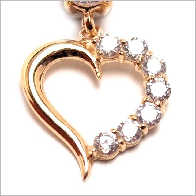 へそピアス 14K 14金 14G ジャーニーハートCZ バナナバーベル ボディピアス へそピアス 耳ピアスの画像