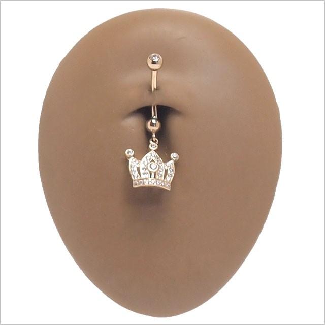 へそピアス 14K 14金 14G パヴェクラウンダングル バナナバーベル ボディピアス へそピアス 耳ピアスの画像