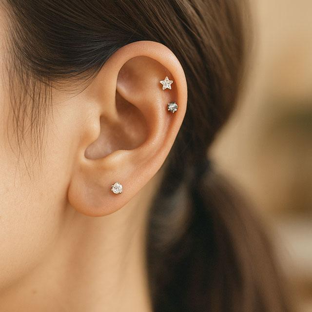 ボディピアス 16G CZトップ ラウンド スクエア スター ハート