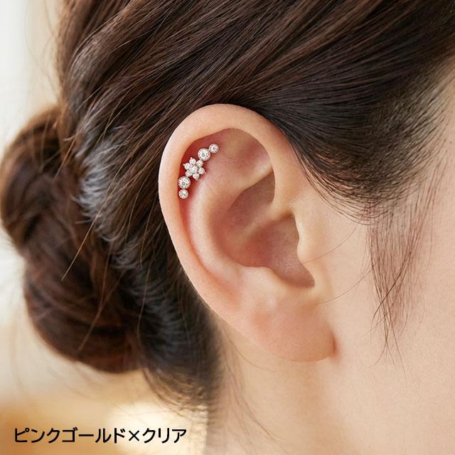 ボディピアス ラブレットスタッド 16G ジュエル 花 ラウンド プッシュ
