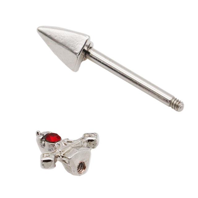 ボディピアス 14G ニップル ピアス ジュエル レッドジェム ダガー 剣